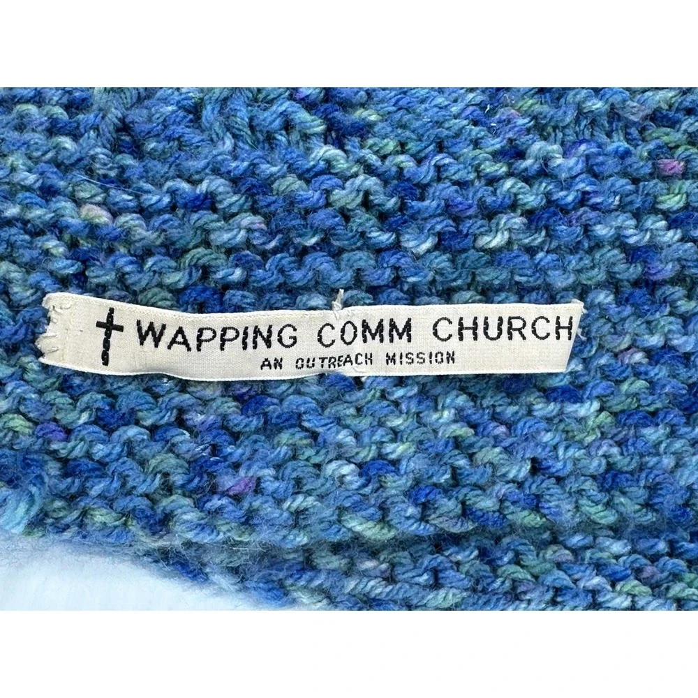 VTG Wapping Comm Church An Outreach Mission Handmade Crochet  Afghan Shawl 36X36